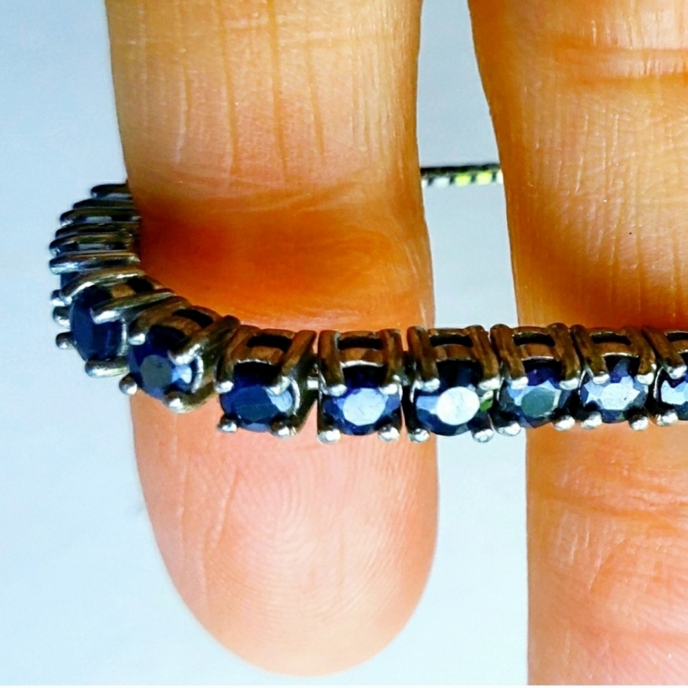 SAPPHIRE BRACELET by GEMSTONE KING, 925 Silver w/ 20 Sapphires - Adjustable
